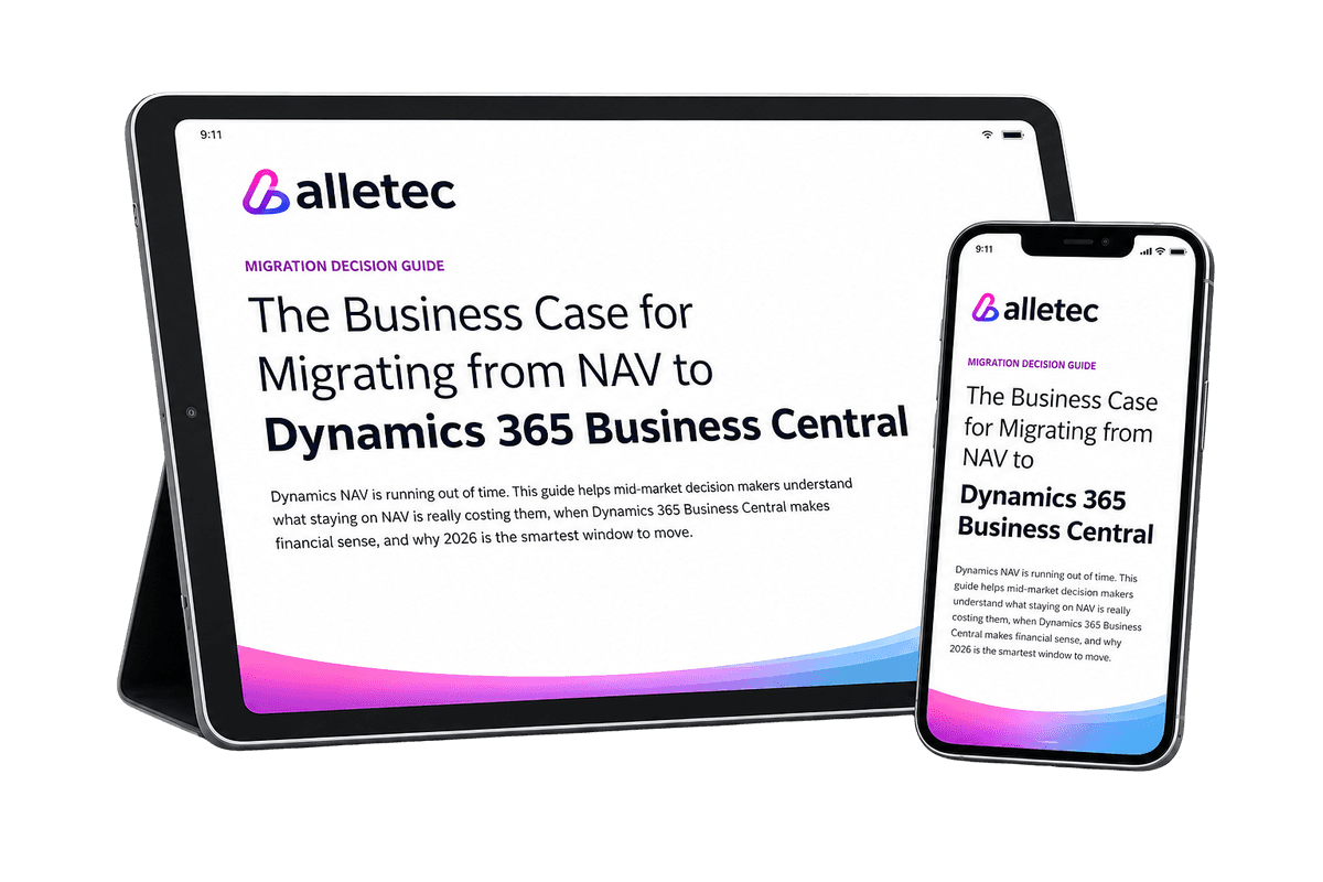 NAV to Business Central Migration Decision Guide on tablet and phone