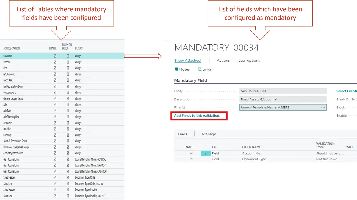 Mandatory Fields — Master Data
