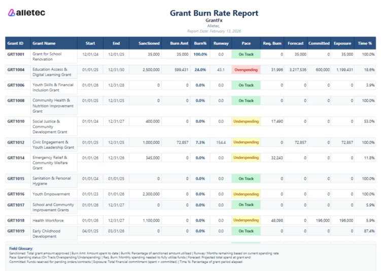 Burn Rate Report Example Alletec - Modern-grantfx
